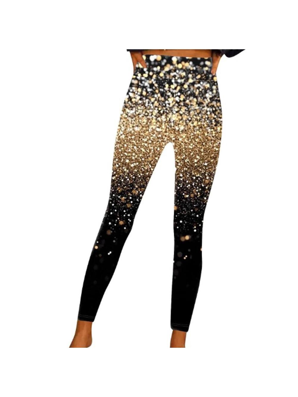 Oplxuo Size XXL Gradient Sequins Printed Leggings Sparkly Pants Ultra Soft